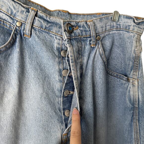 Vintage Bob Allen Carpenter Jeans Mens 36x32 Light Blue Denim Workwear Pants 90s - Picture 1 of 9